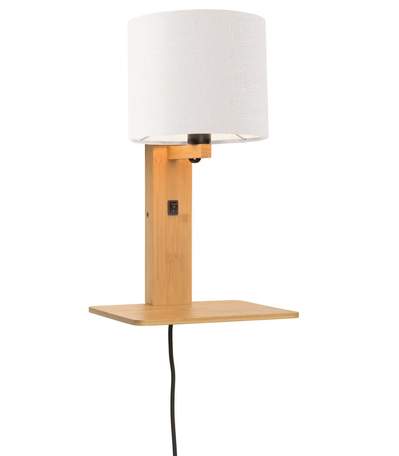 Discount Wandlamp Andes - Bamboe/Wit - 19x24x36cm Muurverlichting