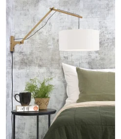 Discount Wandlamp Andes - Bamboe/Wit - 95x47x55cm Muurverlichting