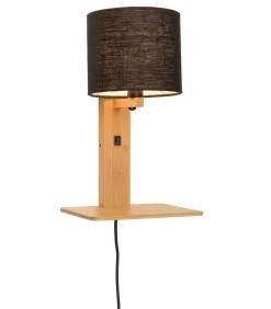 Clearance Wandlamp Andes - Bamboe/Zwart - 19x24x36cm Muurverlichting