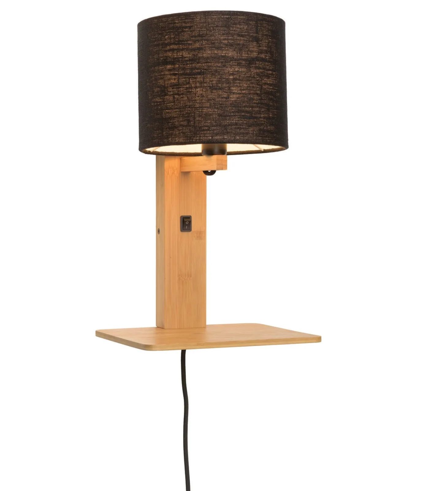 Clearance Wandlamp Andes - Bamboe/Zwart - 19x24x36cm Muurverlichting