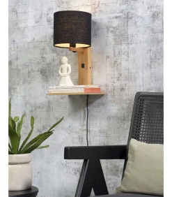 Clearance Wandlamp Andes - Bamboe/Zwart - 19x24x36cm Muurverlichting