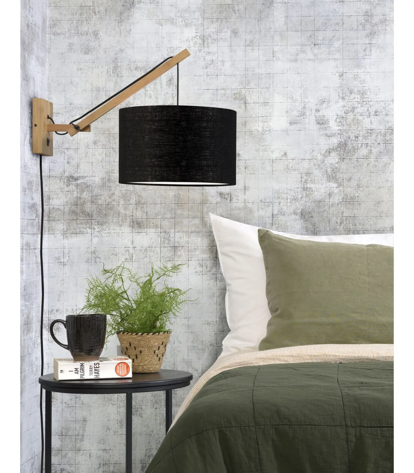 Online Wandlamp Andes - Bamboe/Zwart - 50x32x45cm Muurverlichting