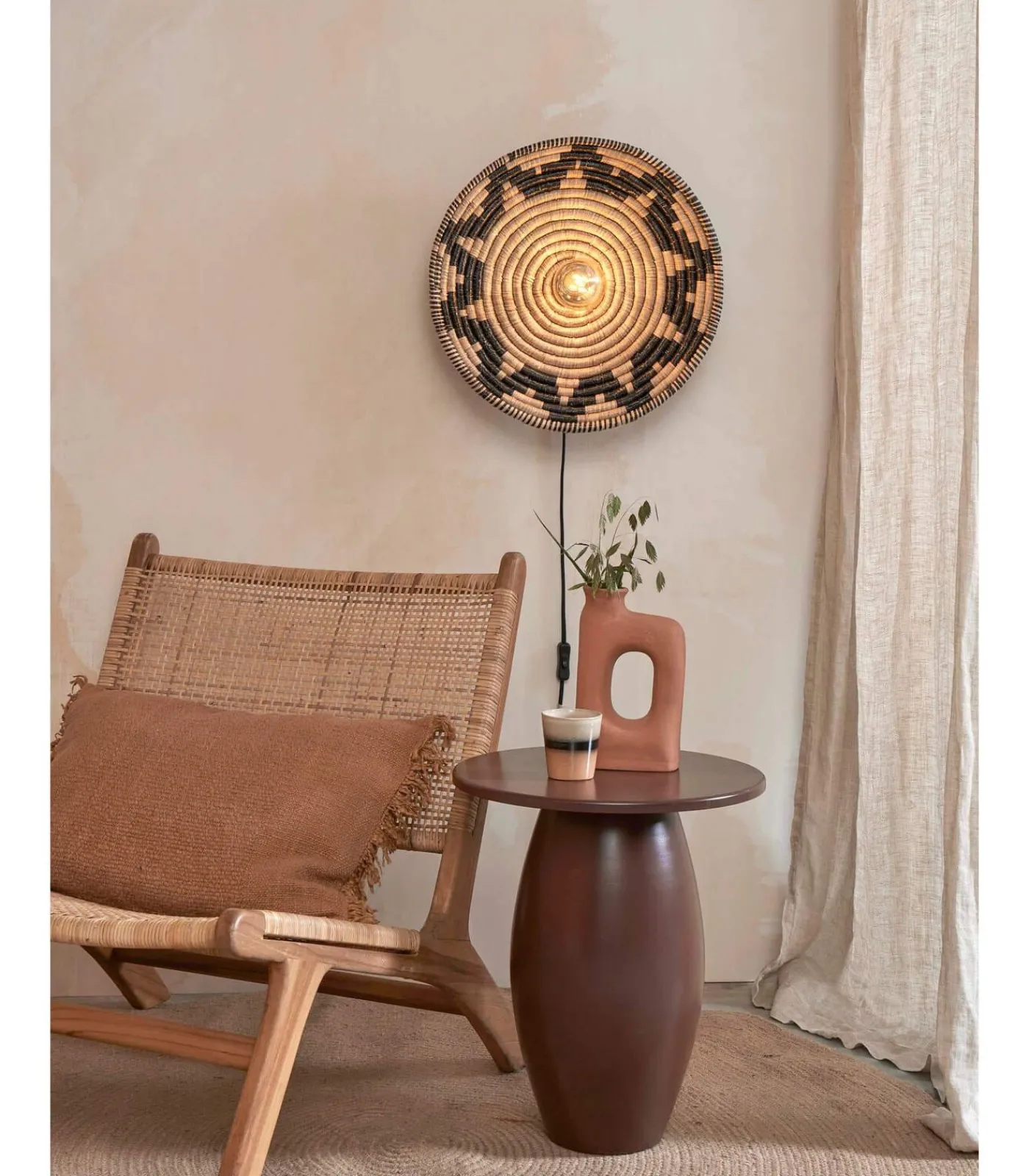 Wandlamp Andros - Naturel/Zwart - Ø45cm Muurverlichting