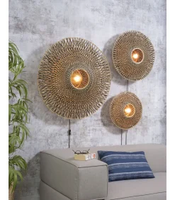 New Wandlamp Bali - Bamboe/Zwart - Ø87cm Muurverlichting