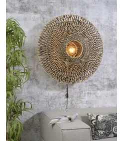 New Wandlamp Bali - Bamboe/Zwart - Ø87cm Muurverlichting