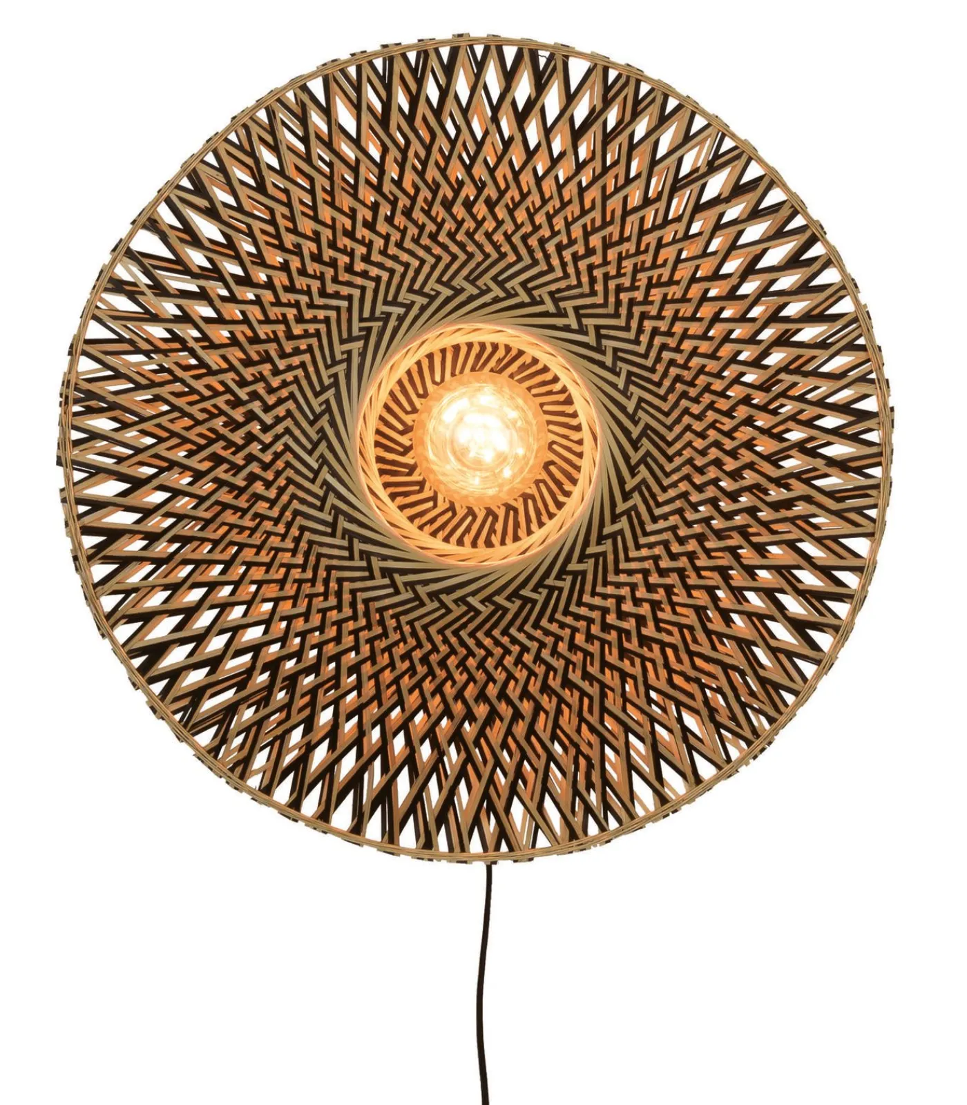 Hot Wandlamp Bali - Bamboe/Zwart - Ø60cm Muurverlichting