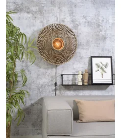 Hot Wandlamp Bali - Bamboe/Zwart - Ø60cm Muurverlichting
