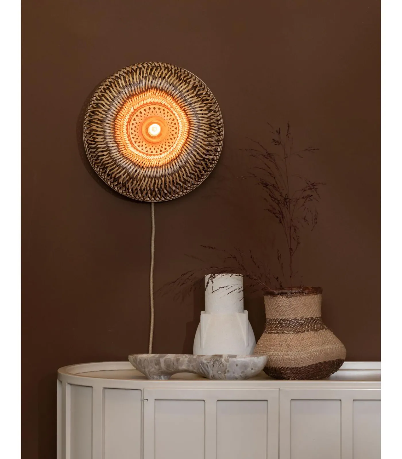Hot Wandlamp Barbados - Naturel - Ø35cm Muurverlichting