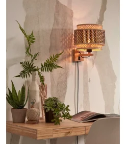 Clearance Wandlamp Bhutan - Bamboe - Ø25cm Muurverlichting
