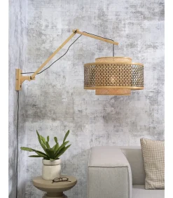 Online Wandlamp Bhutan - Bamboe/Zwart - 95x50x55cm Muurverlichting