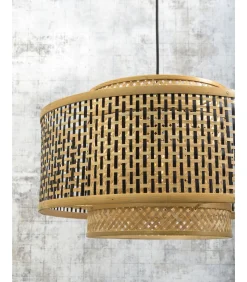 Online Wandlamp Bhutan - Bamboe/Zwart - 95x50x55cm Muurverlichting