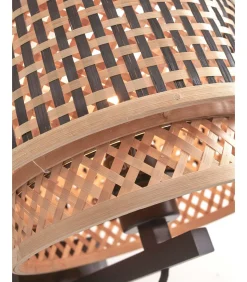Clearance Wandlamp Bhutan - Bamboe/Zwart - Ø25cm Muurverlichting