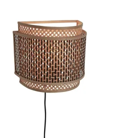 Hot Wandlamp Bhutan - Bamboe/Zwart - 32x16x27cm Muurverlichting