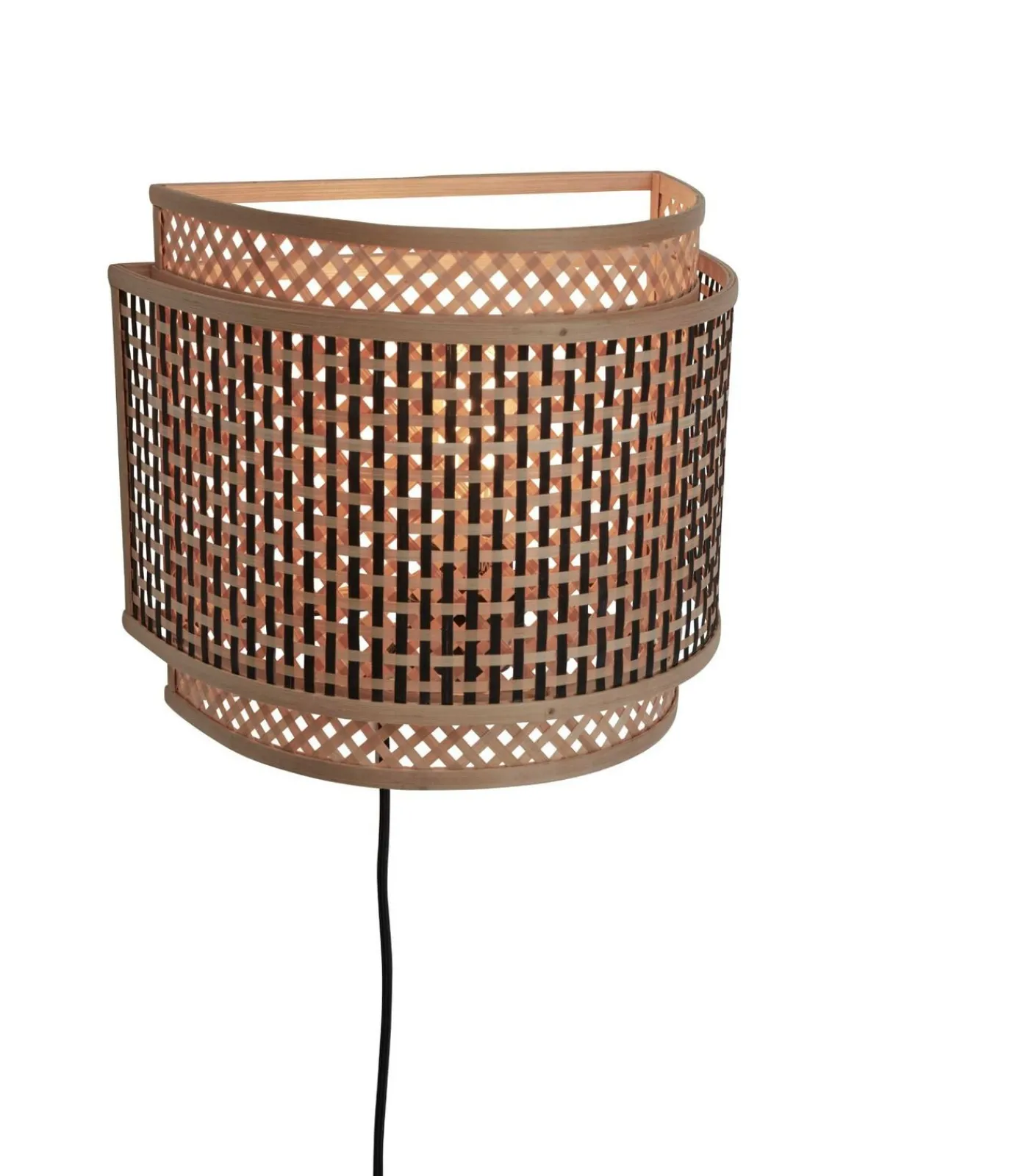 Hot Wandlamp Bhutan - Bamboe/Zwart - 32x16x27cm Muurverlichting