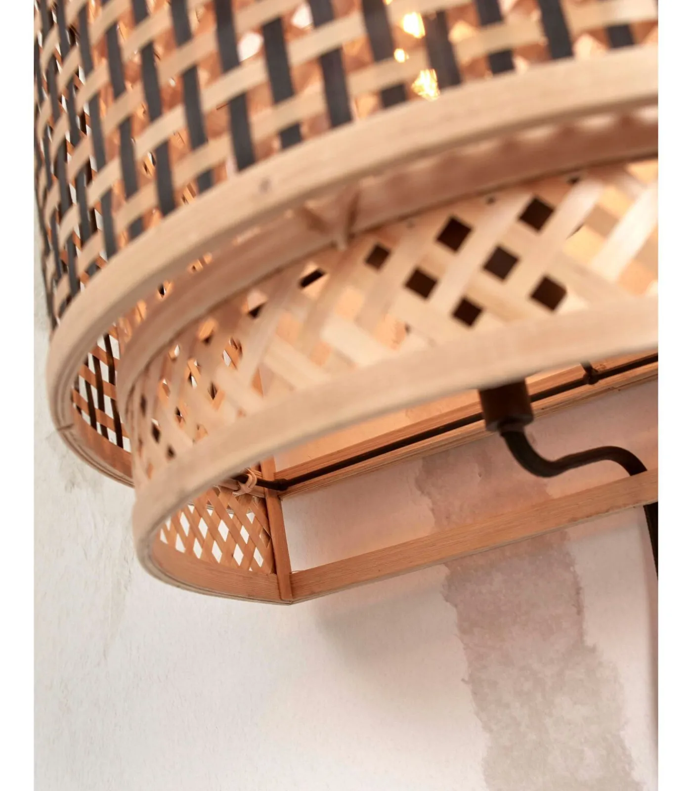 Hot Wandlamp Bhutan - Bamboe/Zwart - 32x16x27cm Muurverlichting