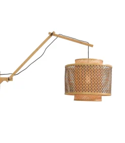 New Wandlamp Bhutan - Bamboe/Zwart - 90x40x55cm Muurverlichting