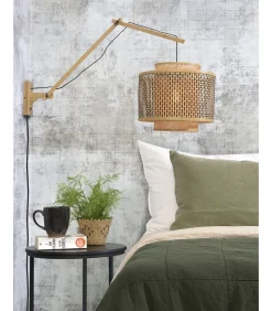 New Wandlamp Bhutan - Bamboe/Zwart - 90x40x55cm Muurverlichting