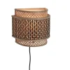 Best Wandlamp Bhutan - Bamboe/Zwart - 24x12x21cm Muurverlichting