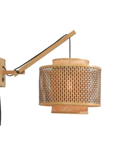 Hot Wandlamp Bhutan - Bamboe/Zwart - 55x44x45cm Muurverlichting