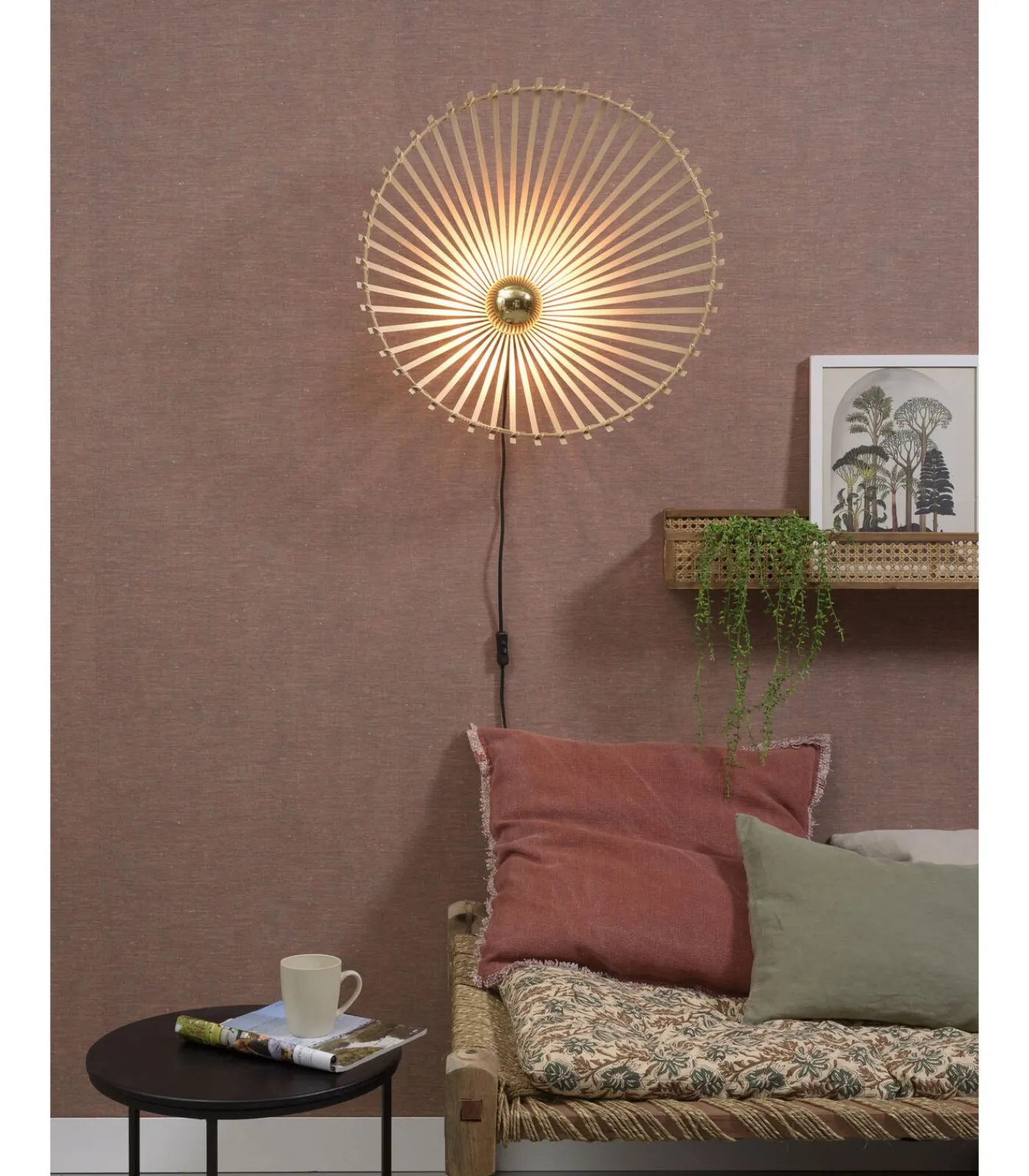 Clearance Wandlamp Bromo - Bamboe - Asymmetrisch - Ø60cm Muurverlichting