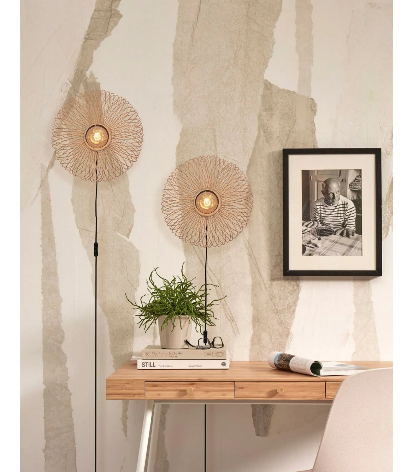 Sale Wandlamp Cango - Bamboe - Ø40cm Muurverlichting