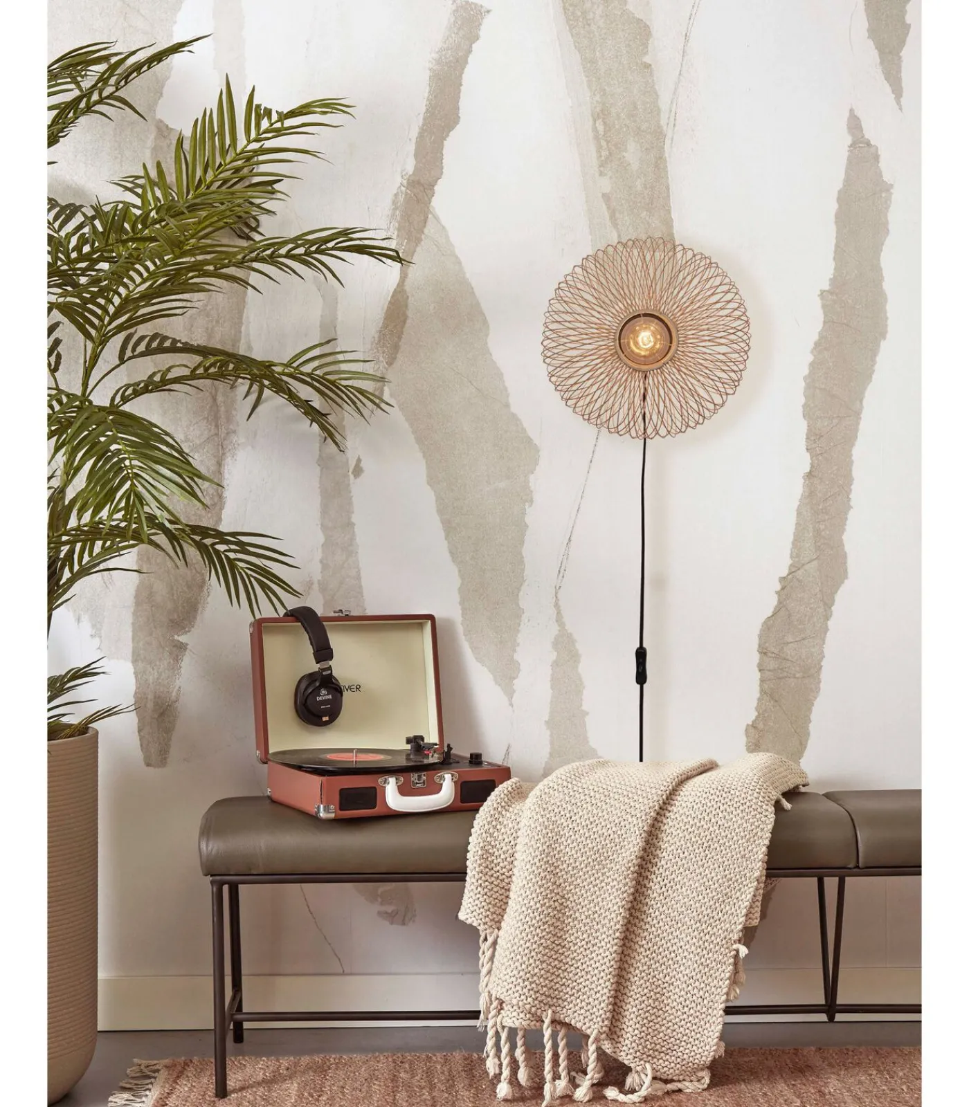 Sale Wandlamp Cango - Bamboe - Ø40cm Muurverlichting