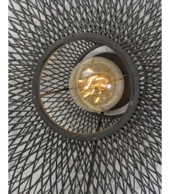 Online Wandlamp Cango - Bamboe Zwart - Ø60cm Muurverlichting