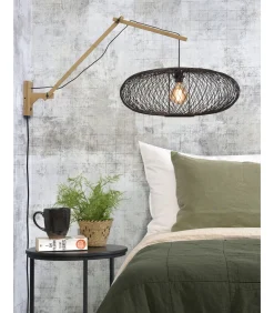 Wandlamp Cango - Bamboe/Zwart - 105x60x60cm Muurverlichting