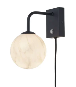 Hot Wandlamp Carrara - Zwart/Wit - 12x18x21cm Muurverlichting
