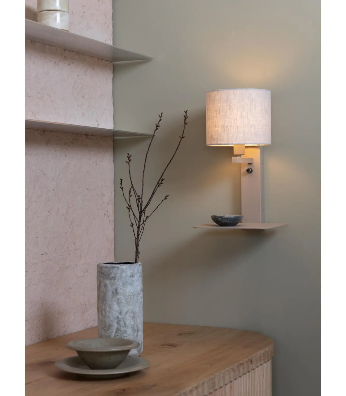 Clearance Wandlamp Florence - Bruin - 24x24x42cm Muurverlichting