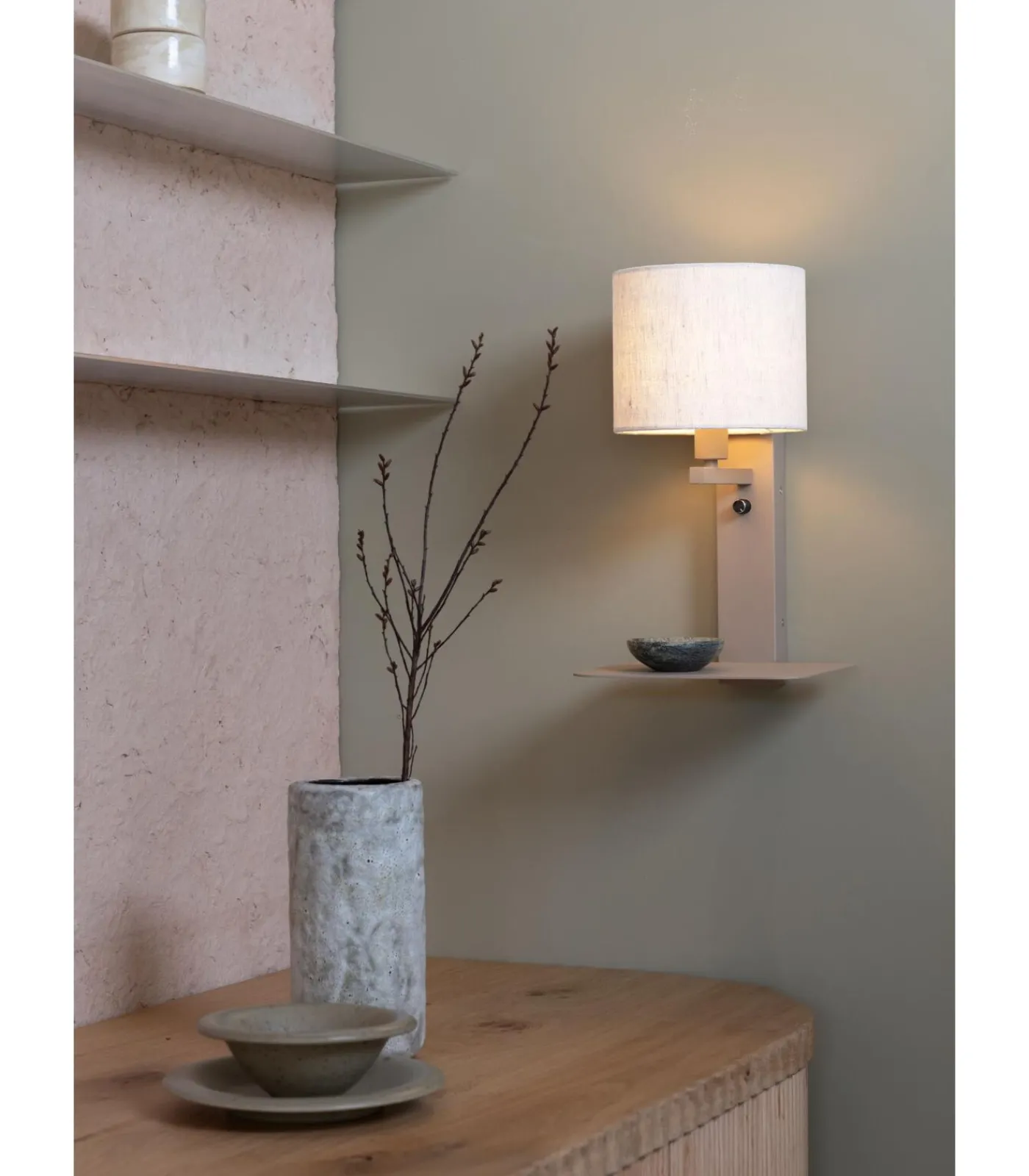 Clearance Wandlamp Florence - Bruin - 24x24x42cm Muurverlichting