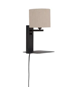 Hot Wandlamp Florence - Naturel/Zwart - 24x22x42cm Muurverlichting