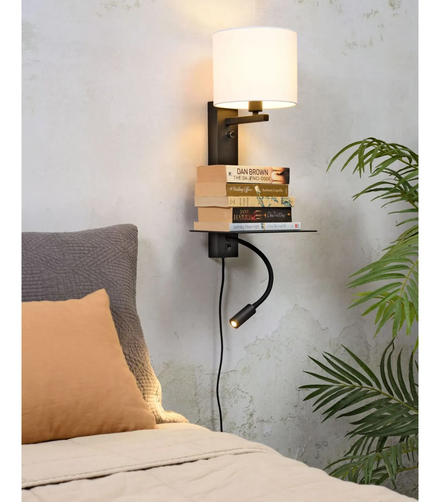 Discount Wandlamp Florence - Wit/Zwart - 24x22x52cm Muurverlichting