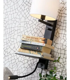 Discount Wandlamp Florence - Wit/Zwart - 24x22x52cm Muurverlichting