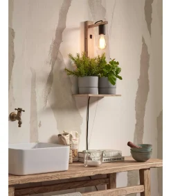Sale Wandlamp Flores - Bamboe - 30x18x52cm Muurverlichting