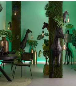 Clearance Wandlamp Giraffe - Zwart - 20.5x19x61cm Muurverlichting