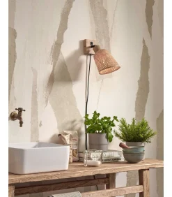 Best Wandlamp Java - Bamboe - Ø15cm Muurverlichting