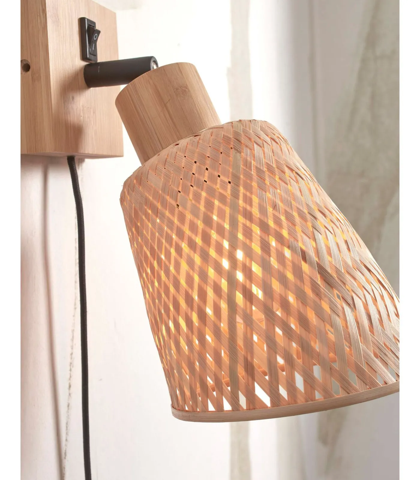 Best Wandlamp Java - Bamboe - Ø15cm Muurverlichting