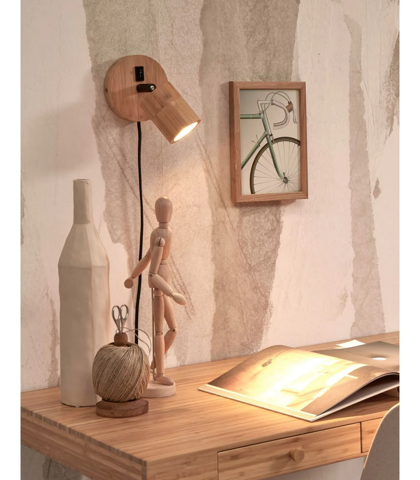 Outlet Wandlamp Java - Bamboe - Ø12cm Muurverlichting