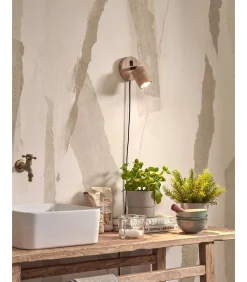 Outlet Wandlamp Java - Bamboe - Ø12cm Muurverlichting