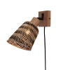 Online Wandlamp Java - Bamboe Naturel/Zwart - Ø15cm Muurverlichting