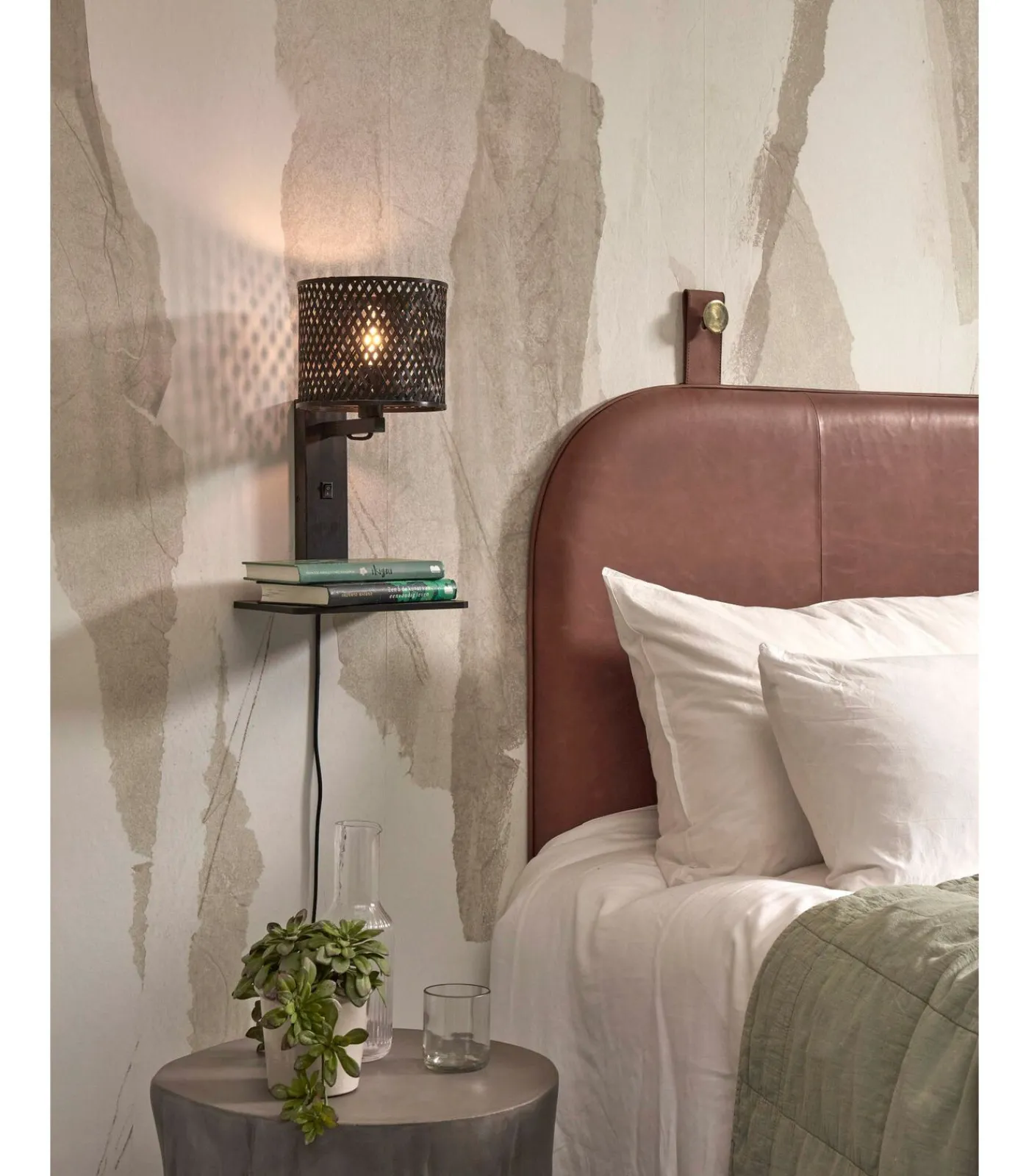 New Wandlamp Java - Bamboe Zwart - 30x22x52cm Muurverlichting