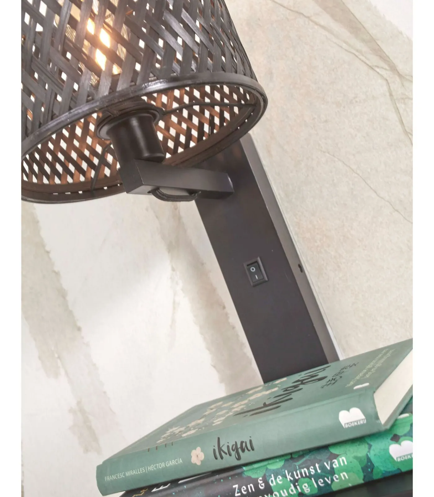 New Wandlamp Java - Bamboe Zwart - 30x22x52cm Muurverlichting