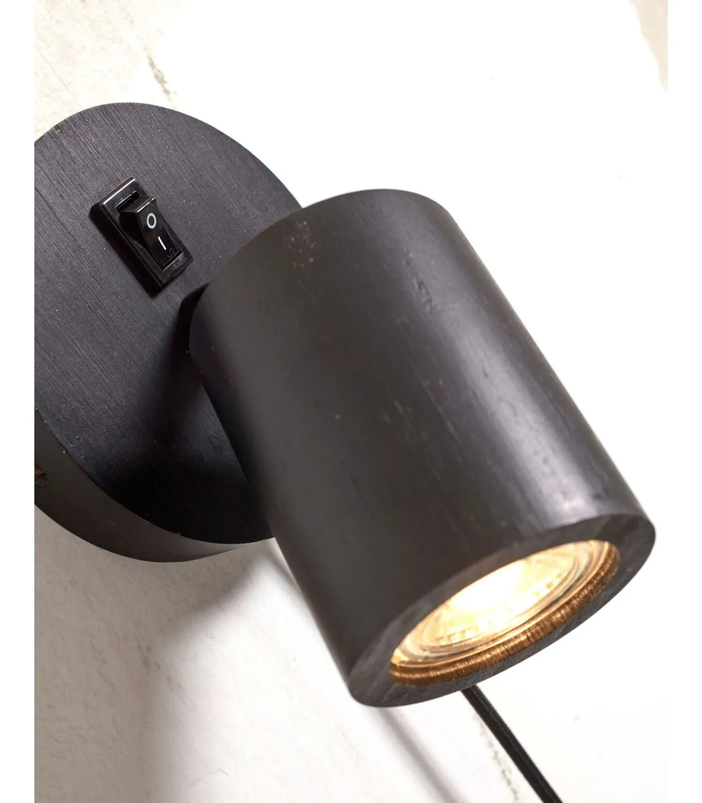 Online Wandlamp Java - Bamboe Zwart - Ø12cm Muurverlichting