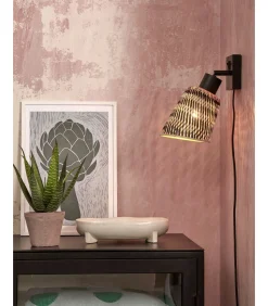 Online Wandlamp Java - Bamboe Zwart/Naturel - Ø15cm Muurverlichting