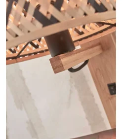 Discount Wandlamp Java - Bamboe/Zwart - 30x22x52cm Muurverlichting