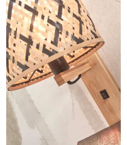 Discount Wandlamp Java - Bamboe/Zwart - 30x22x52cm Muurverlichting