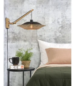 Discount Wandlamp Kalimantan - Bamboe/Zwart - 55x44x45cm Muurverlichting