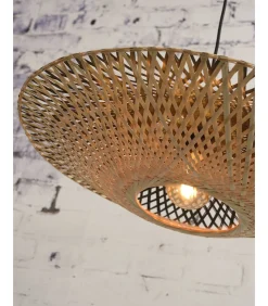 Discount Wandlamp Kalimantan - Bamboe/Zwart - 55x44x45cm Muurverlichting