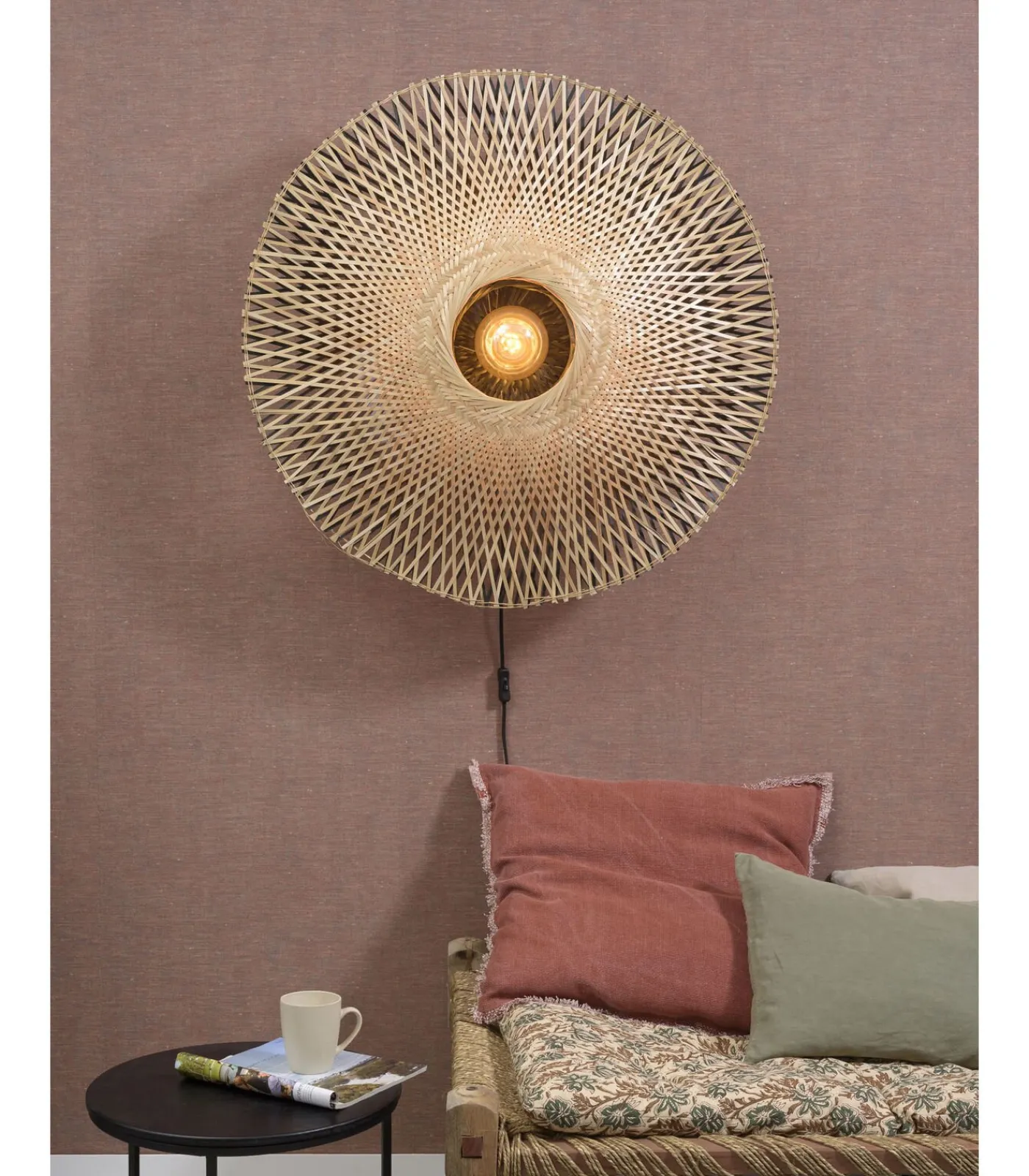 Outlet Wandlamp Kalimantan - Bamboe - Ø87cm Muurverlichting
